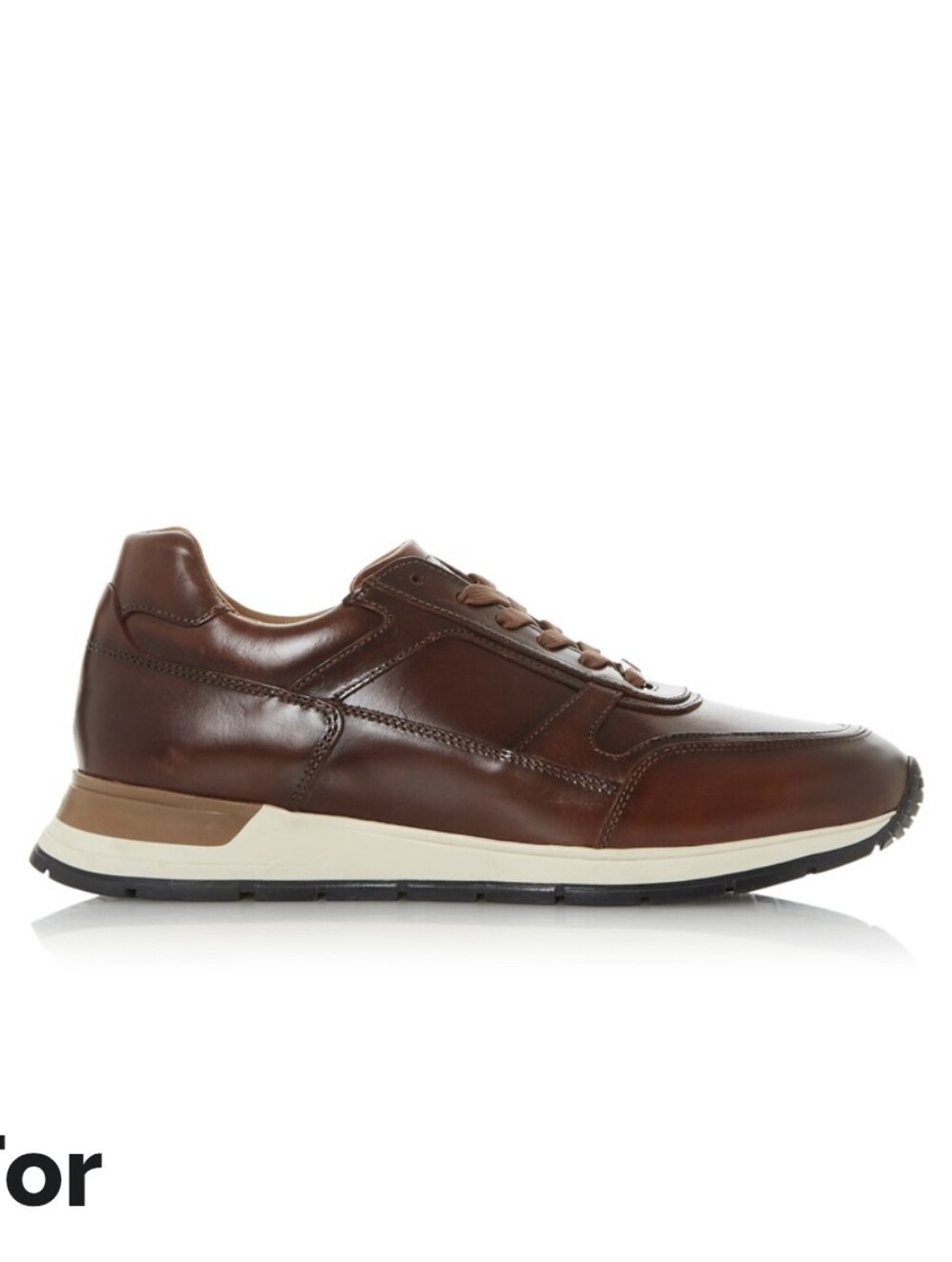 Dune London Brown Leather Lace Up Smart  Sneaker Trainers Cognac Sz EU 44
